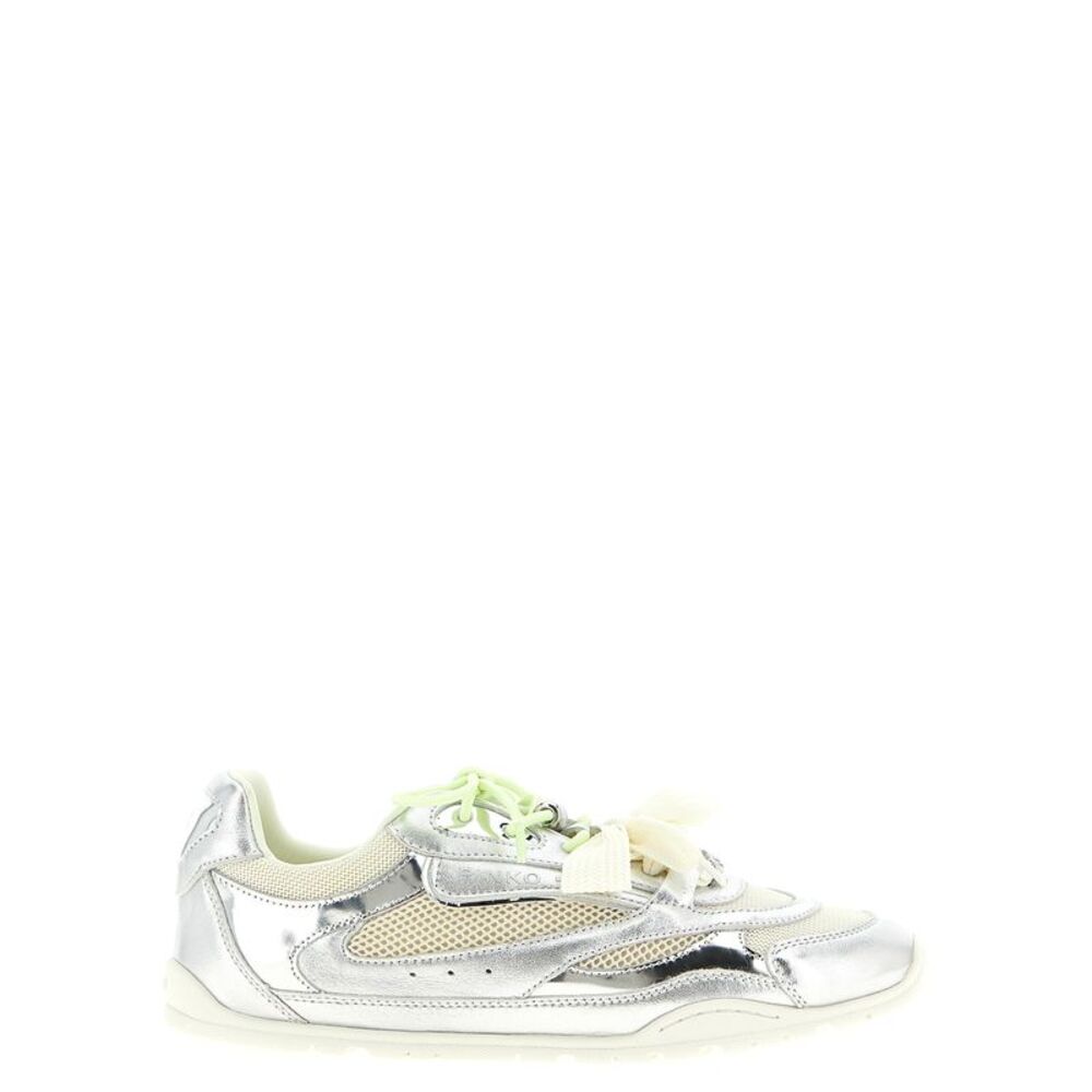 PINKO Silver Leather Athletic Women's Sneakers